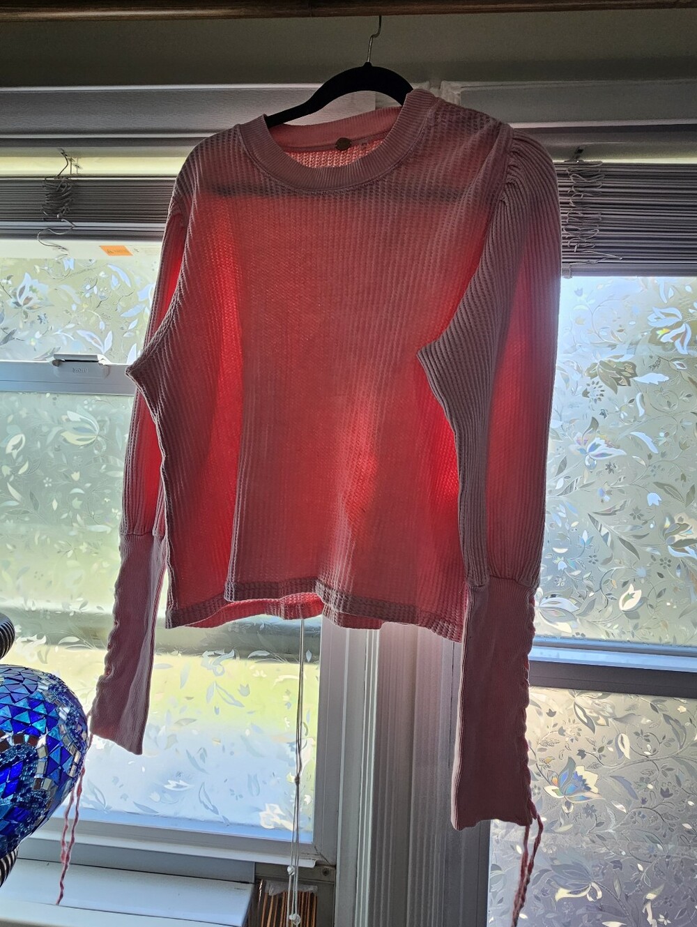 Free People FP One Lace Up Sleeve Thermal Top Pink XL - Picture 4 of 8
